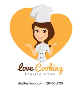 Love cooking logo ,Girl vector character