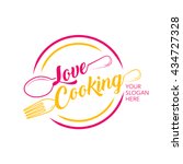 Love cooking logo. silverware cooking. Elements with spoon and fork. Vector color emblem.