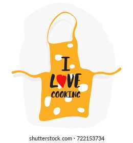 Love cooking logo. Silverware cooking. Elements with apron. Vector color poster.Love cooking logo,food logo,cooking logo,vector logo template. Vector poster.