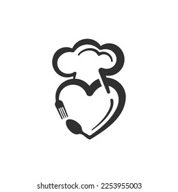 Love cooking Logo Template Design Vector. Spoon, fork and heart logo concept. Fit to restaurant, chef etc