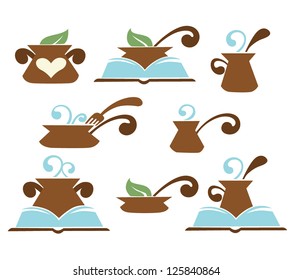 I love cooking, vector collection of cooking equipment and food symbols