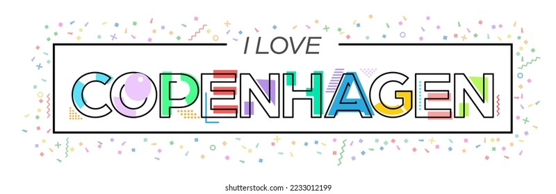 I love Copenhagen. Vector lettering for postcards, posters, posters and banners. Flat design