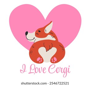 Eu adoro o conceito de corgi. Elemento de ilustração de design gráfico vetorial