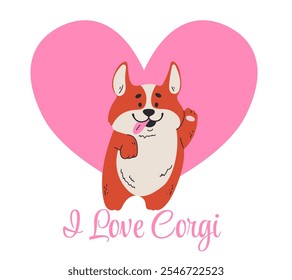 Eu adoro o conceito de corgi. Elemento de ilustração de design gráfico vetorial