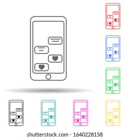 love correspondence by phone multi color style icon. Simple thin line, outline vector of valentine icons for ui and ux, website or mobile application