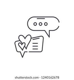 Love correspondence line icon concept. Love correspondence vector linear illustration, symbol, sign