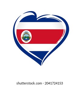 Love Costa Rica flag emblem. 200 years anniversary 
Costa Rican Republic, Bicentennial Independence Day from Spain. Celebration sign with flag in heart shape. Vector illustration