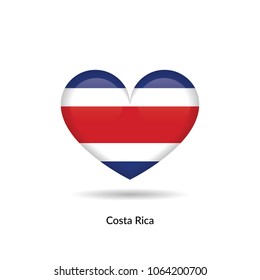 Love Costa Rica- heart flag. Vector EPS10 Illustration.