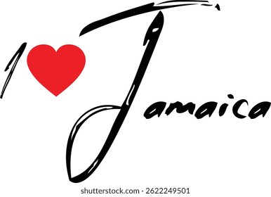 I Love Country Name In Grunge Text Typography Jamaica