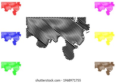 Love County, Oklahoma State (U.S. county, United States of America) map vector illustration, scribble sketch Love map