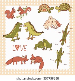 Love couple animals set