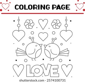  love couple birds coloring page for kids