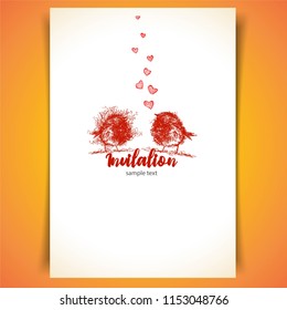 Love couple birds. invitation card, vector