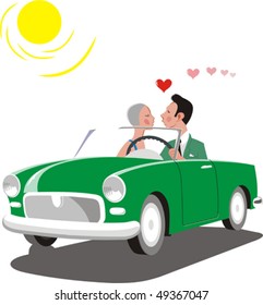 Love couple in the car