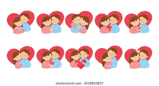 Love Couple Character Hug on Valentine