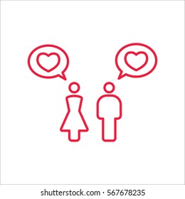 love couple confession sign line icon