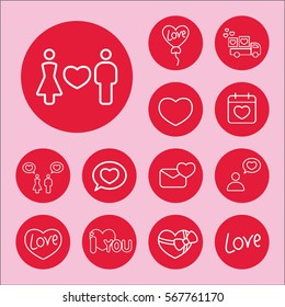 love couple confession sign line icons set