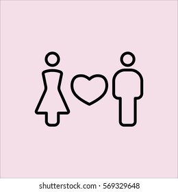 love couple confession sign line icon