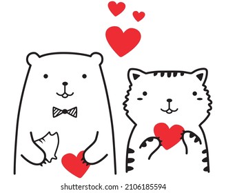 love couple cute heart hearts cat cats amour