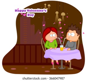Love couple enjoying drink for Valentine's day in vector