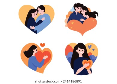 pareja amorosa en colección de estilo plano 