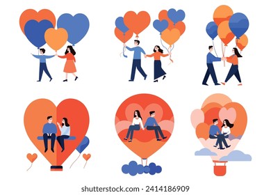 love couple in flat style collection 