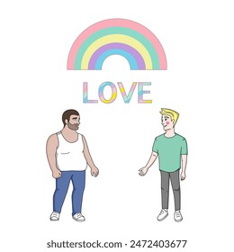 love couple guy boy rainbow beefy bear blonde hair cartoon