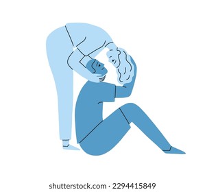 Love couple. Happy romantic relationship concept. Young fonding woman and enamored man. Affection, tenderness. Affectionate partners. Flat graphic vector illustration isolated on white background