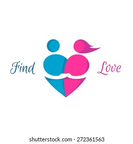 Love couple heart logo. Dating service sign.