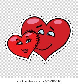Love couple heart Valentine sewn to each other