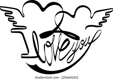 Love Couple Hearts Vector Band Lettering Design