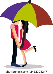 Love couple hugging, valentine day vector illustration.