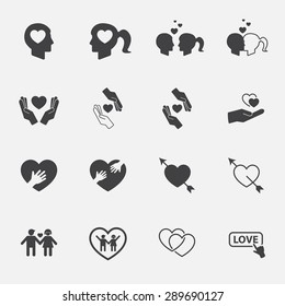 love and couple icon set.