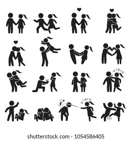 Love and couple icon set. Vector.