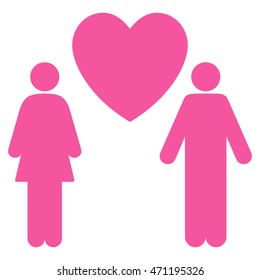 Love Couple icon. Vector style is flat iconic symbol with rounded angles, pink color, white background.