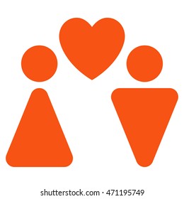 Love Couple icon. Vector style is flat iconic symbol with rounded angles, orange color, white background.