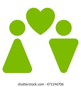 Love Couple icon. Vector style is flat iconic symbol with rounded angles, eco green color, white background.
