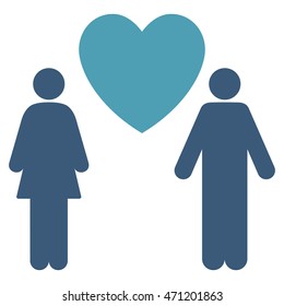 Love Couple icon. Vector style is bicolor flat iconic symbol with rounded angles, cyan and blue colors, white background.