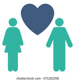 Love Couple icon. Vector style is bicolor flat iconic symbol with rounded angles, cobalt and cyan colors, white background.