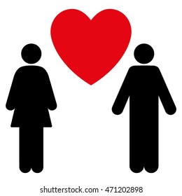 Love Couple icon. Vector style is bicolor flat iconic symbol with rounded angles, intensive red and black colors, white background.