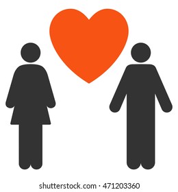Love Couple icon. Vector style is bicolor flat iconic symbol with rounded angles, orange and gray colors, white background.