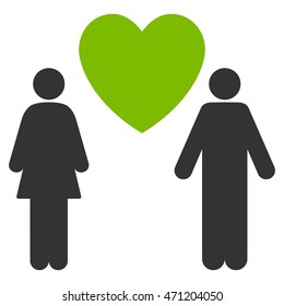 Love Couple icon. Vector style is bicolor flat iconic symbol with rounded angles, eco green and gray colors, white background.
