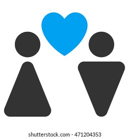 Love Couple icon. Vector style is bicolor flat iconic symbol with rounded angles, blue and gray colors, white background.