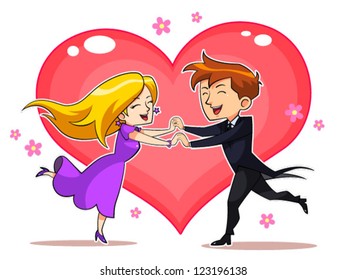 Love Couple Image or love theme or valentine event. Character and background in separated layer. Editable and scalable EPS8 vector file.