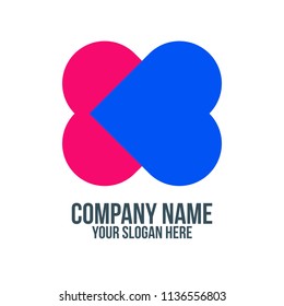 love, couple, join, partner, team, engage, and care abstract company logo concept
