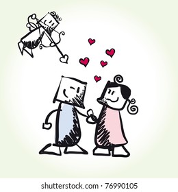 Love - couple - Just married - vector.