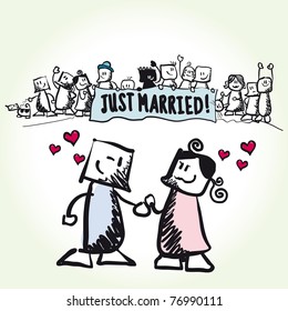 Love - couple - Just married - vector.