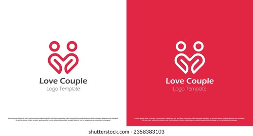 Love couple letter M logo design illustration. Simple shape silhouette of letter M couple boy and girl romance love dating boyfriend girlfriend. Creative happy geometric affection simple icon concept.