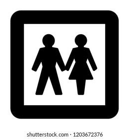 Love couple logo, rounded black frame. Simple isolated illustration on white background.