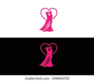 Love couple and Lover point logo Vector illustration.